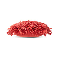 HKLIVING cherry red rugged wool cushion 50x50cm, side view showing thickness and plush pile
