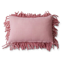 HKLIVING pink rugged wool-cotton cushion 60x40cm, back view of rectangular cushion
