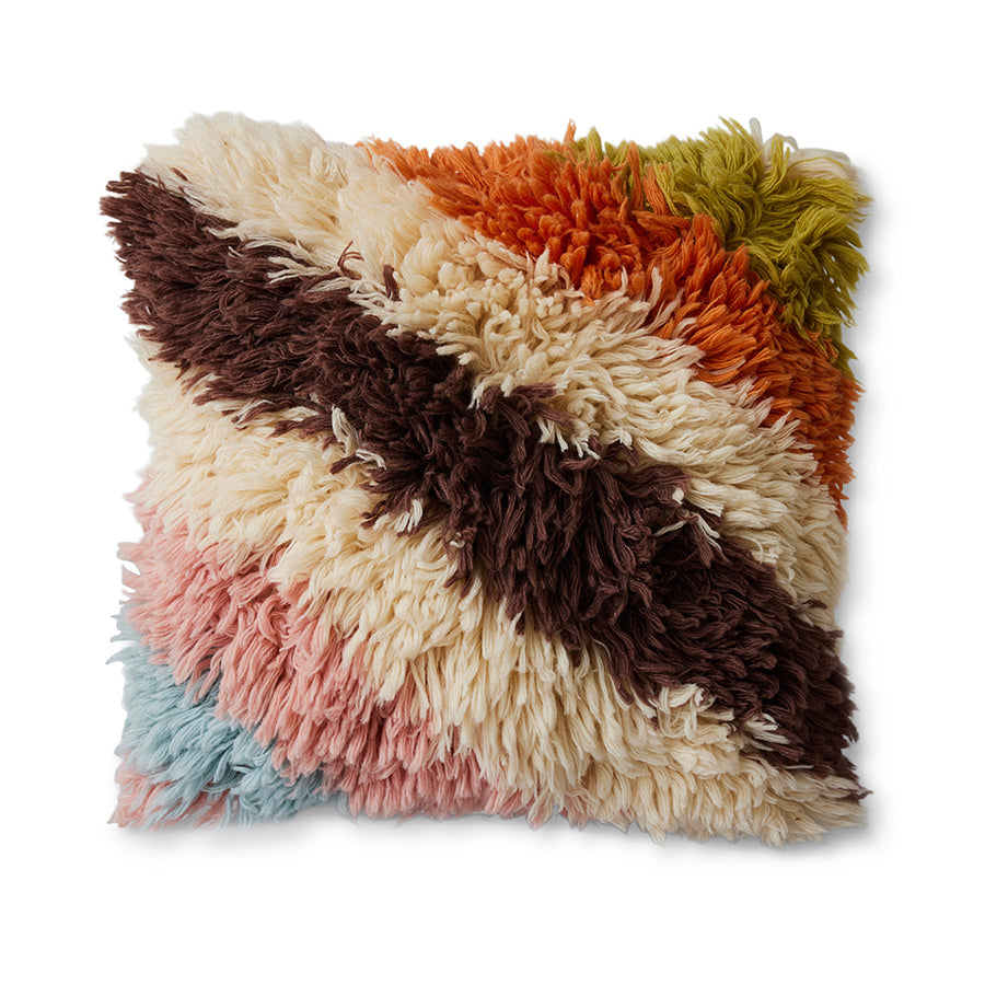 striped detail on HKLIVING fluffy cushion showing the design-led pattern that adds interest without redecorating 