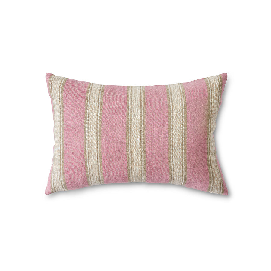 HKLIVING blush striped cushion 60x40cm, close-up of woven texture and vertical stripe detail
