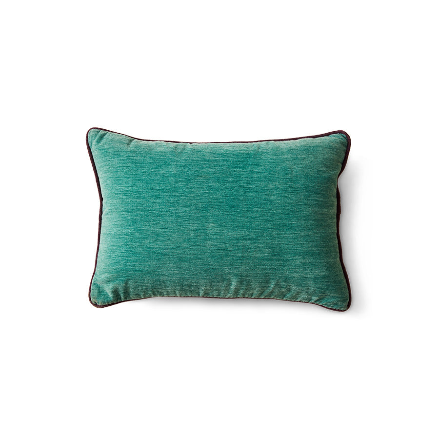 Deep sea turquoise velvet cushion on white background by hkliving