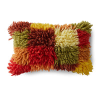 multicolour fluffy shaggy wool cushion by HKLIVING, rectangular 60x40cm product shot
