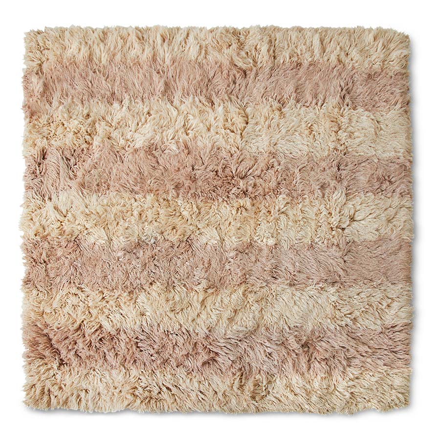 Large Square Rug, Pink Beige Wool, 2.5m x 2.5m, Shore by HKLIVING