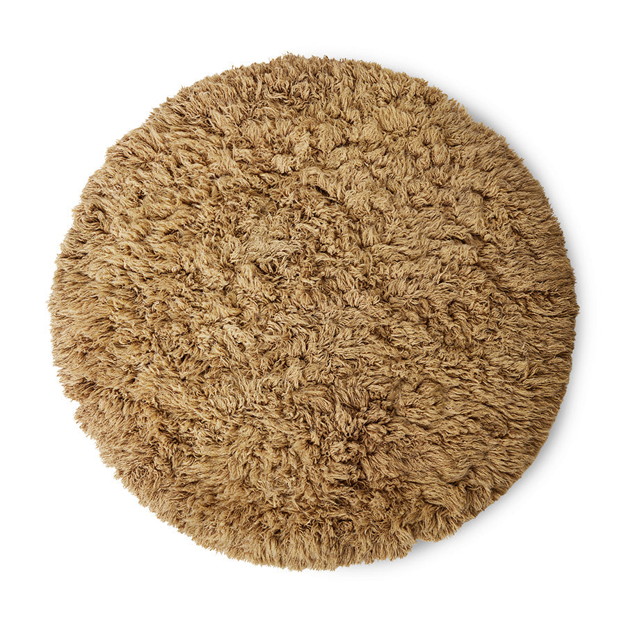 Fluffy Roud Rug, 2m Diameter, Caramel by HKLIVING