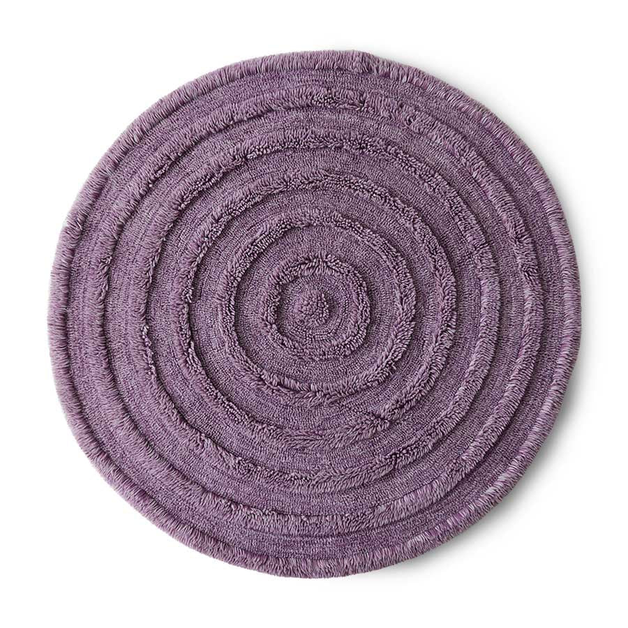 Lilac Purple Round Woollen Rug, 1.5m Diameter from HKLIVING