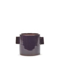 FLOWER POT M GLAZED AUBERGINE