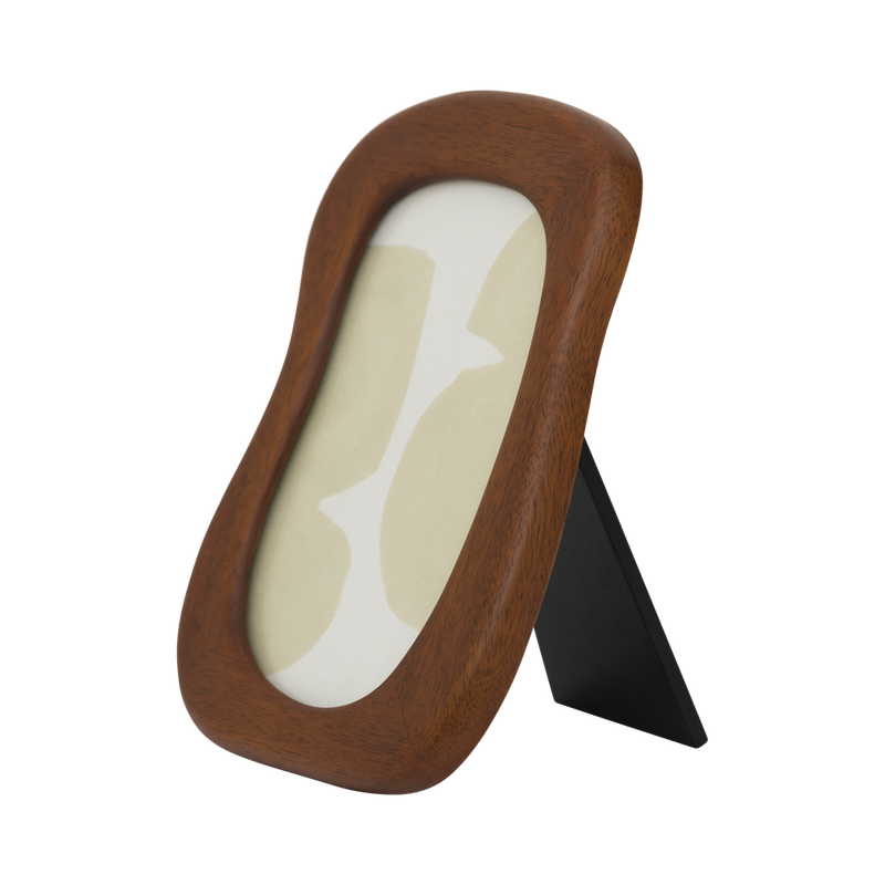 Wido photo frame at an angle, showing its black back stand
