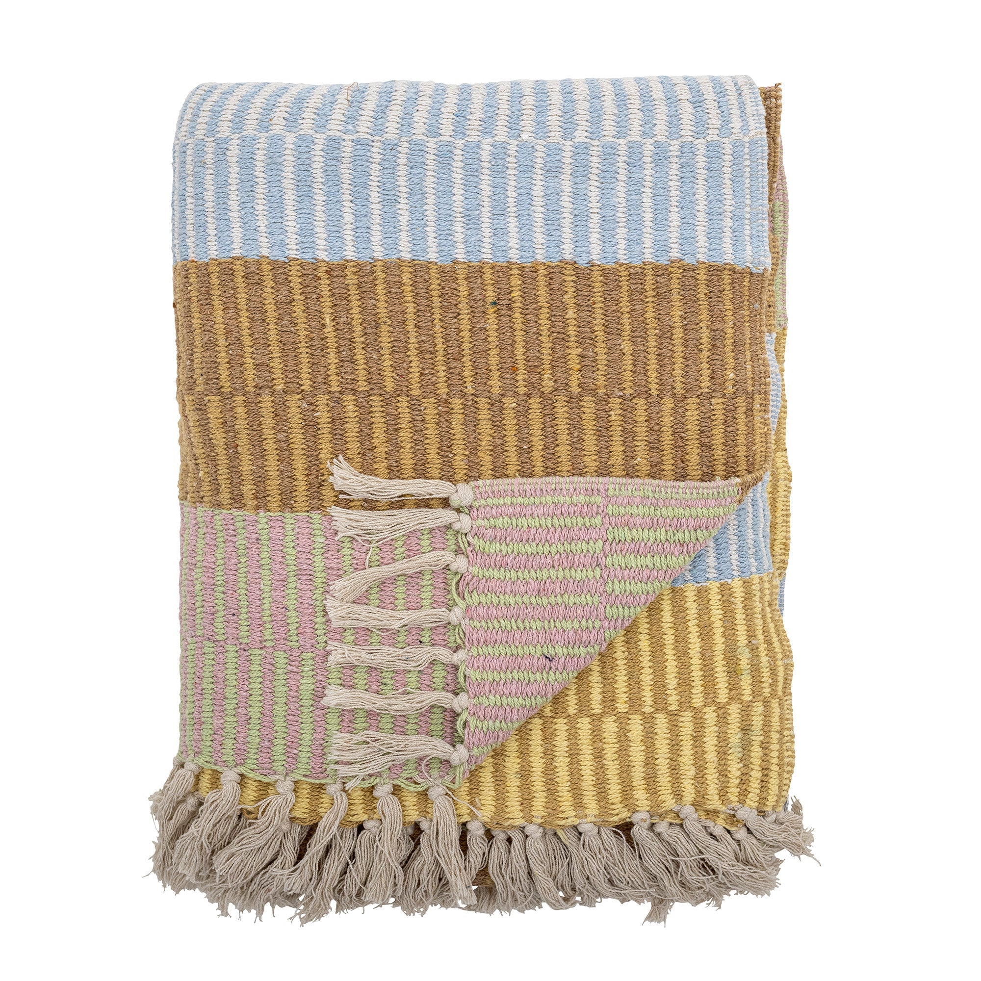 Folded Isnel throw showing pattern and texture