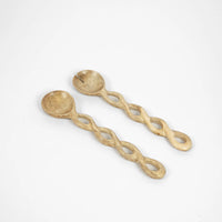Zoey natural mango wood salad servers with twisted handles by Olsson & Jensen